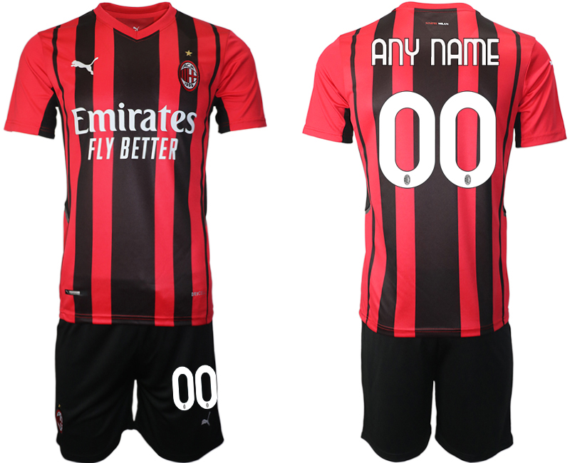 Men 2021-2022 Club AC Milan home red customized Soccer Jersey->ac milan jersey->Soccer Club Jersey